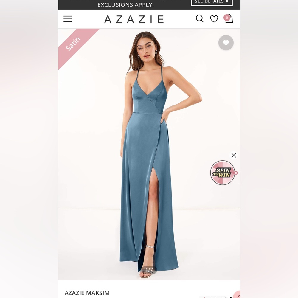 Never been worn- dress in Satin Dusty Blue.